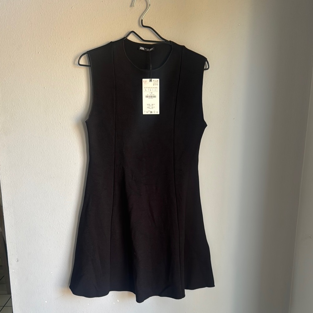 Zara Black A-line Mini Dress with Sleeveless Design for Casual Work